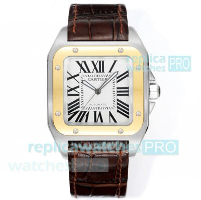 Swiss Copy Cartier Santos 100th Anniversary Two-tone Yellow Gold Case Men's Watch 